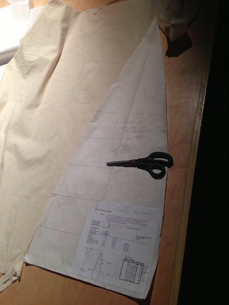 Cutting out paper pattern.