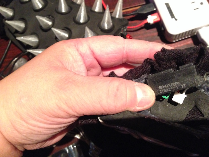 Fixing IR proximity sensor embedded into glove. 