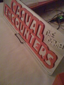 Our sign, carefully cut on the lasercutter